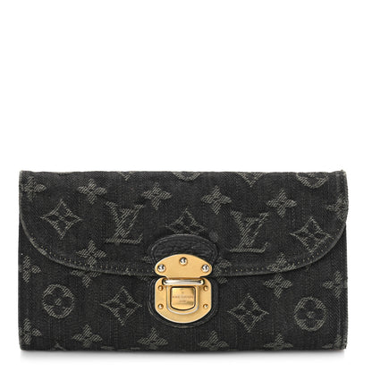 Louis Vuitton Denim Amelia Wallet Black 1 of 8