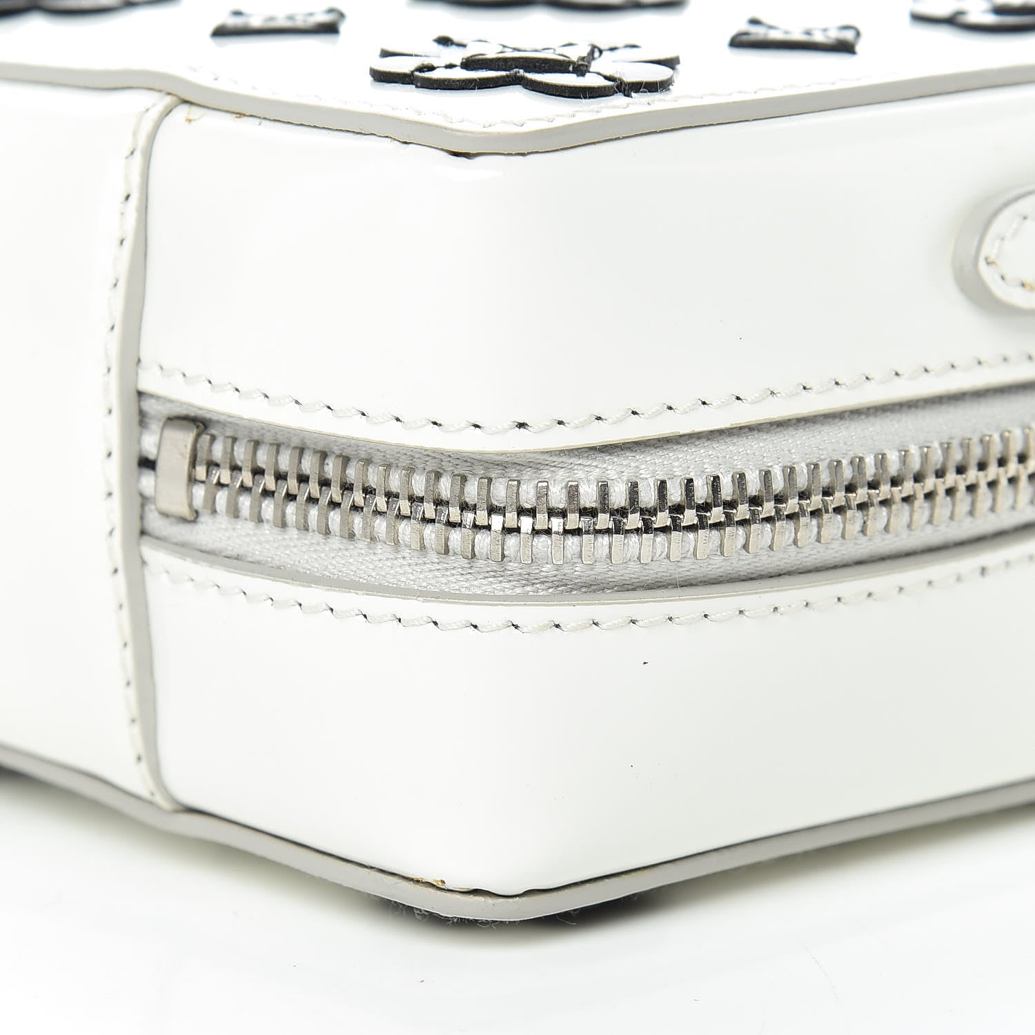 Prada Spazzolato Floral Crossbody White Black 10 of 13