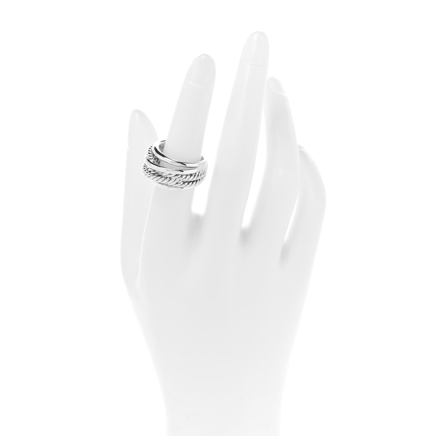 Sterling Silver 15mm Narrow Crossover Cable Ring 54 7