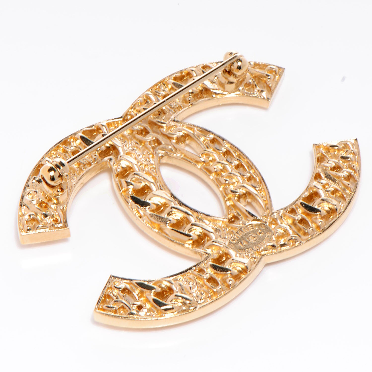 Chanel Large Chain CC Brooch Gold 3 of 5