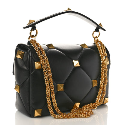 Valentino Garavani Nappa Large Roman Stud Shoulder Bag Black 3 of 8