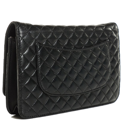 Chanel Lambskin Micro Quilted Wallet on Chain WOC Black 3 of 9