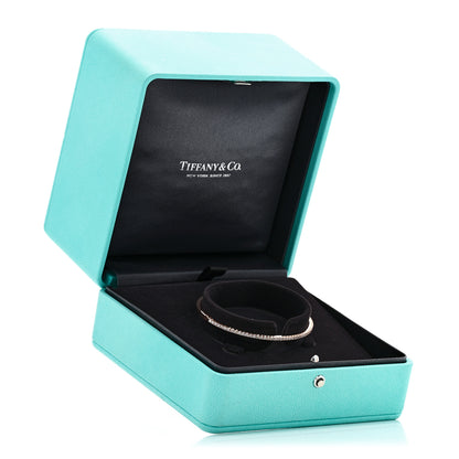 Tiffany 18K Rose Gold Diamond Metro Hinged Bangle Bracelet 4 of 4