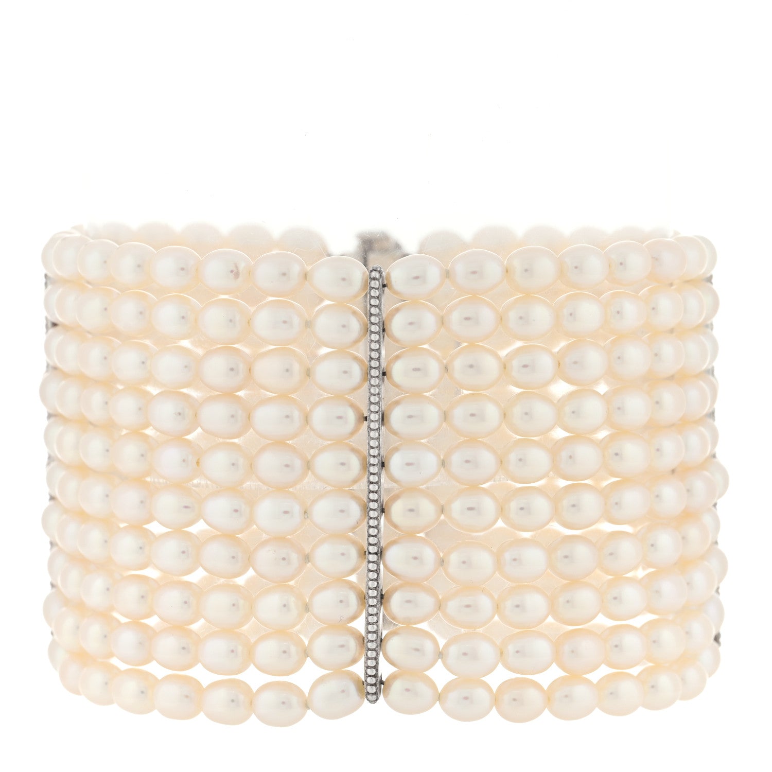 Tiffany Sterling Silver Freshwater Pearl 4.5mm Ziegfeld 10 Strand Bracelet 1 of 3