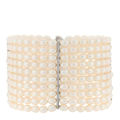 Tiffany Sterling Silver Freshwater Pearl 4.5mm Ziegfeld 10 Strand Bracelet 1 of 3