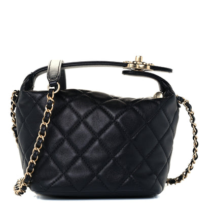 Chanel Lambskin Quilted Small Perfect Meeting Hobo Black 1 of 11