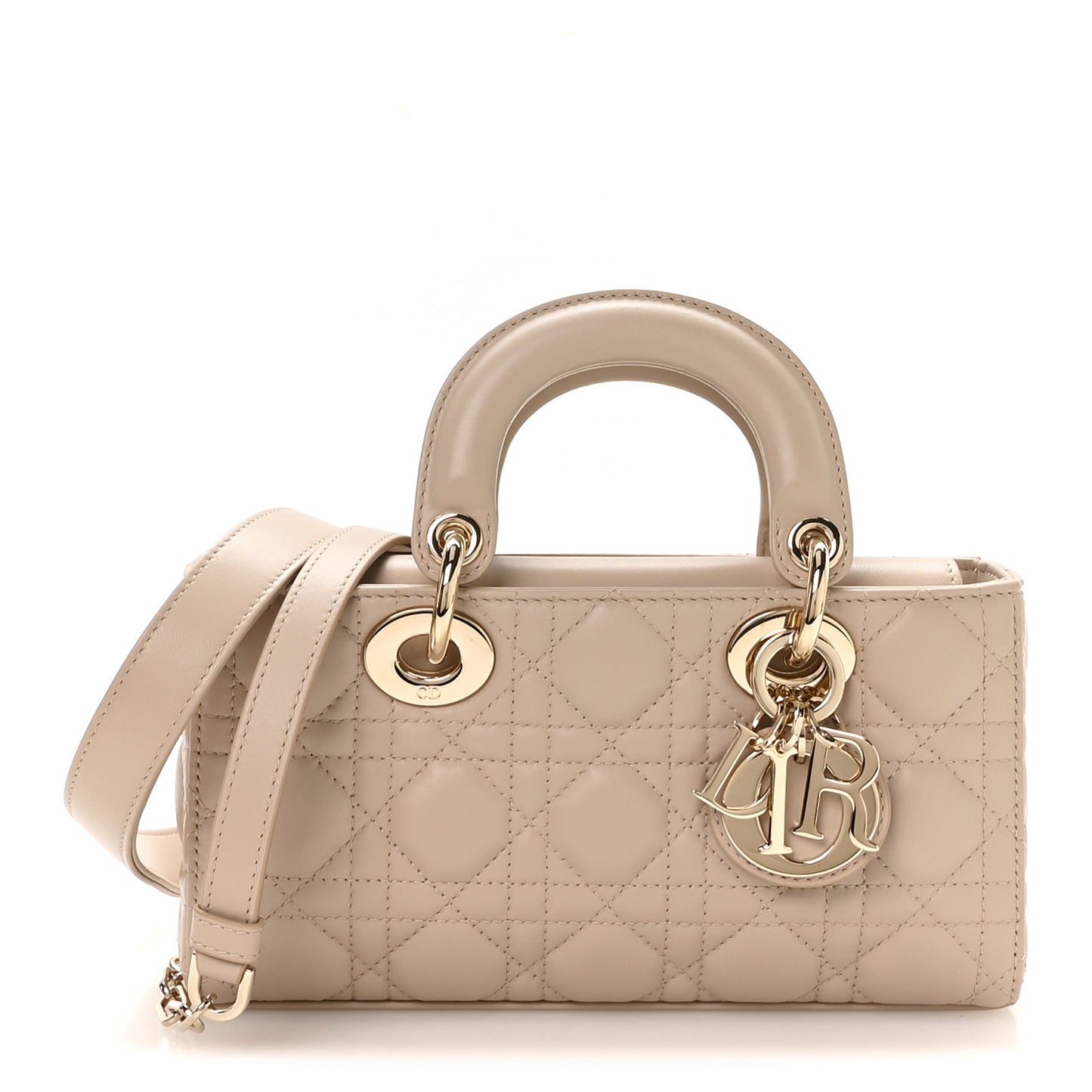 Lambskin Cannage Small Lady D-Joy Powder Beige