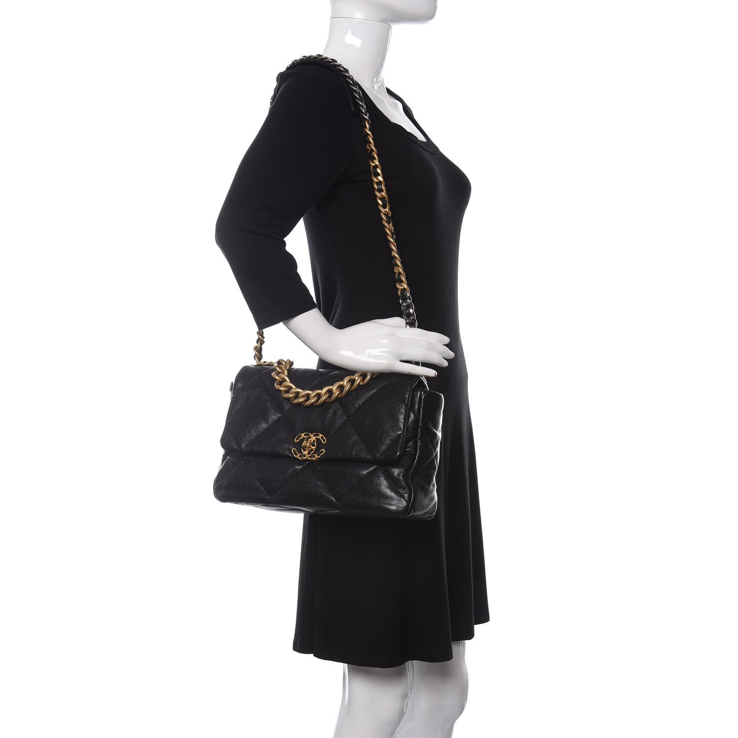 Chanel Goatskin Quilted Large Chanel 19 Flap Black 2 of 11