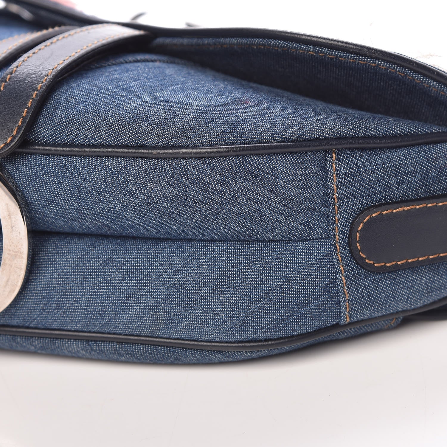 Christian Dior Denim Embroidered Saddle Bag Blue Multi 10 of 10