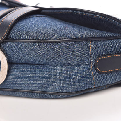 Christian Dior Denim Embroidered Saddle Bag Blue Multi 10 of 10