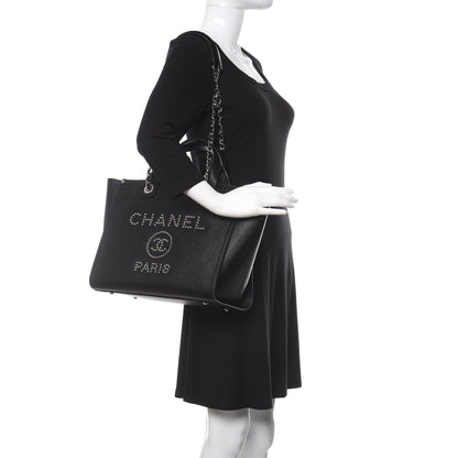 Chanel Caviar Small Studded Deauville Tote Black 2 of 9