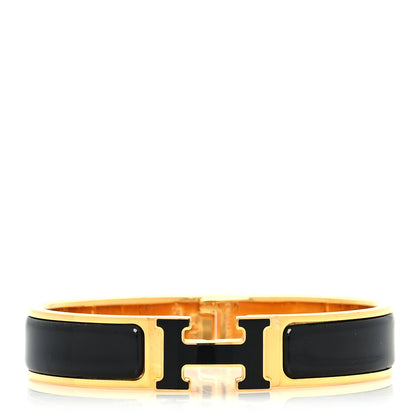 Hermes Enamel Narrow Clic Clac H Bracelet PM Black 1 of 7