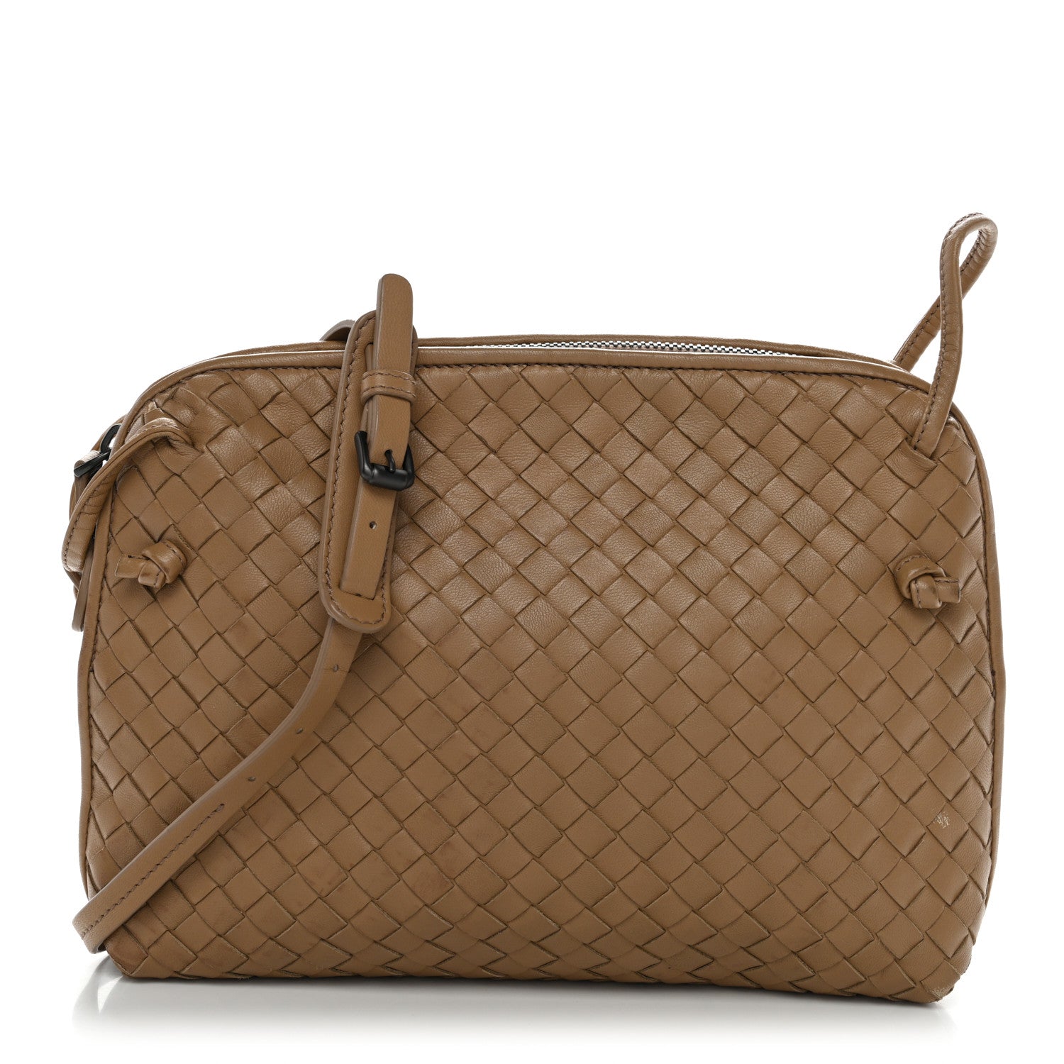 Bottega Veneta Nappa Intrecciato Nodini Crossbody Messenger Camel 1 of 12