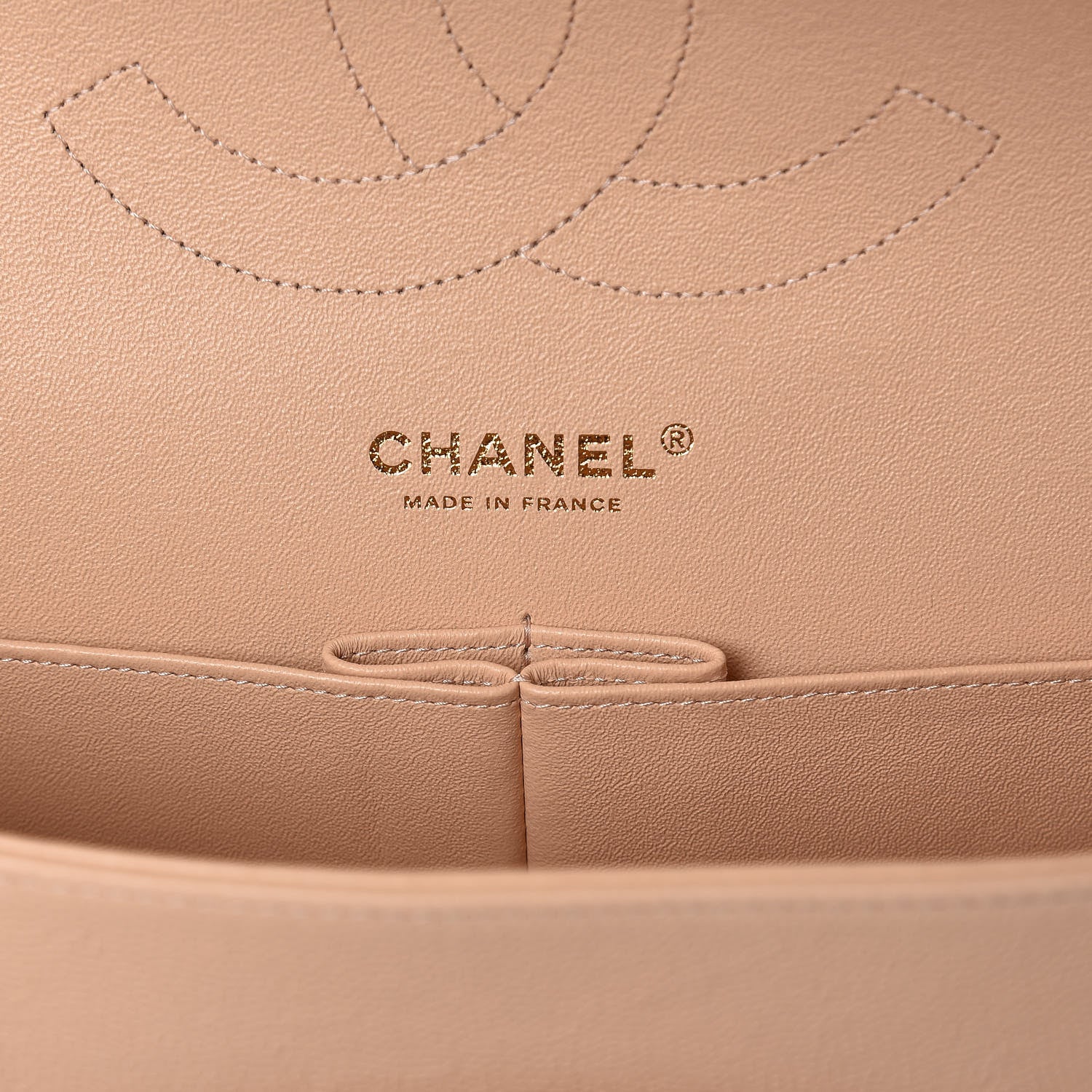Chanel Caviar Chevron Quilted Jumbo Double Flap Beige 6 of 13
