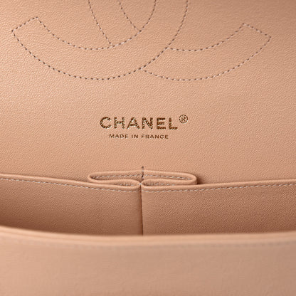 Chanel Caviar Chevron Quilted Jumbo Double Flap Beige 6 of 13