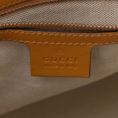 Gucci Monogram Selleria Calfskin Vintage Web Medium Boston Beige Ebony Yellow 6 of 15
