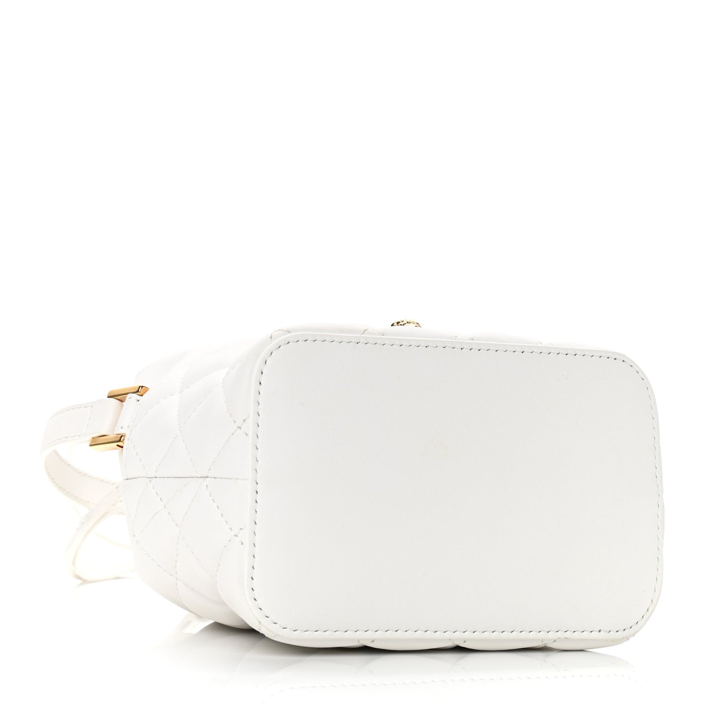 Nappa Quilted Medusa Bucket Bag White