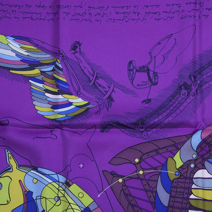 Hermes Silk Le Pegase D'Scarf 90 Ultra Violet Vert Bleu 8 of 11