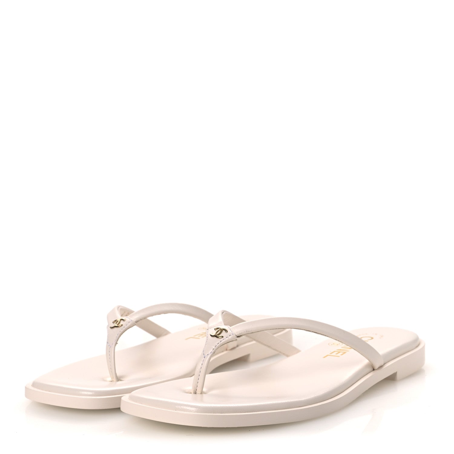 Chanel Goatskin CC Times Square Thong Sandals 37 Beige 4 of 11