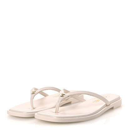 Chanel Goatskin CC Times Square Thong Sandals 37 Beige 4 of 11