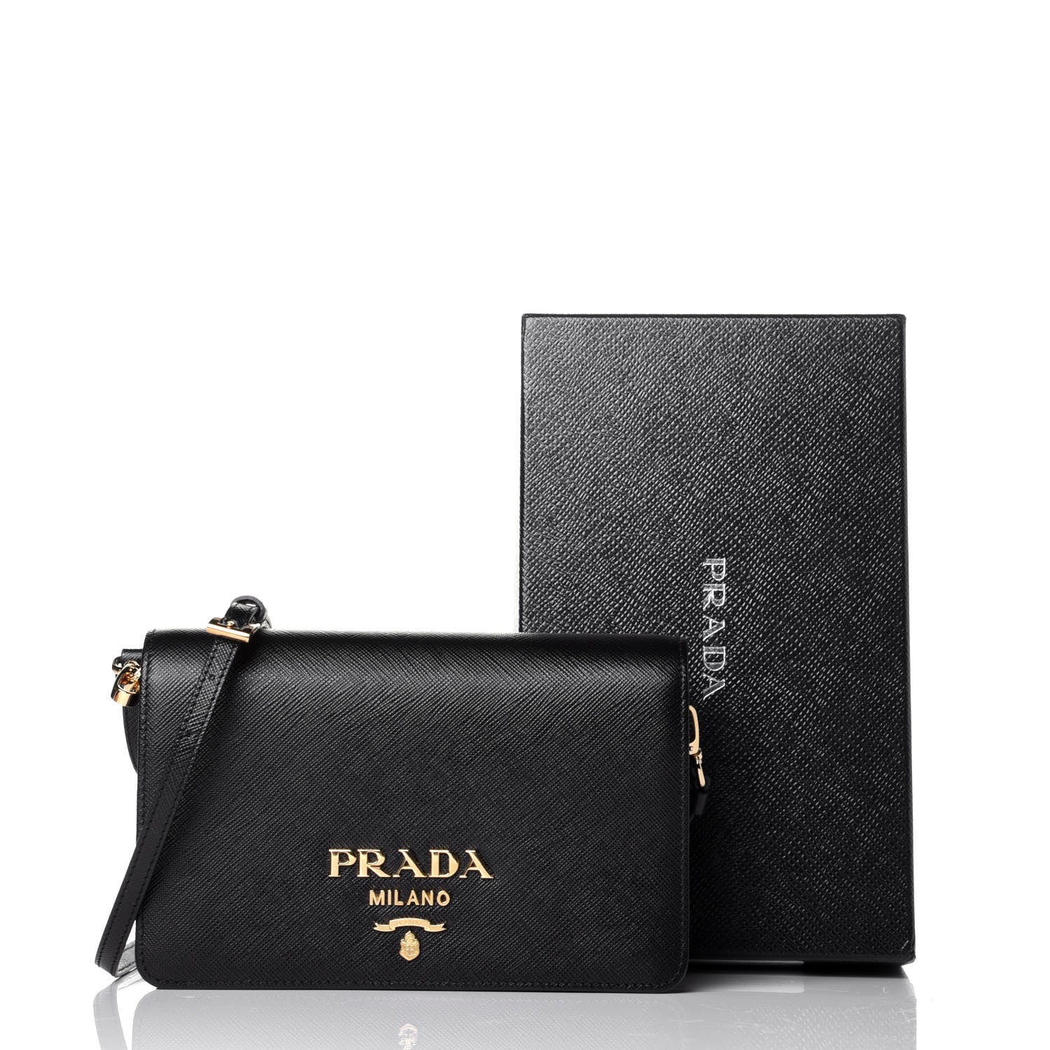Prada Saffiano Lux Crossbody Bag Black 9 of 9