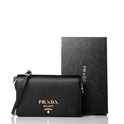 Prada Saffiano Lux Crossbody Bag Black 9 of 9