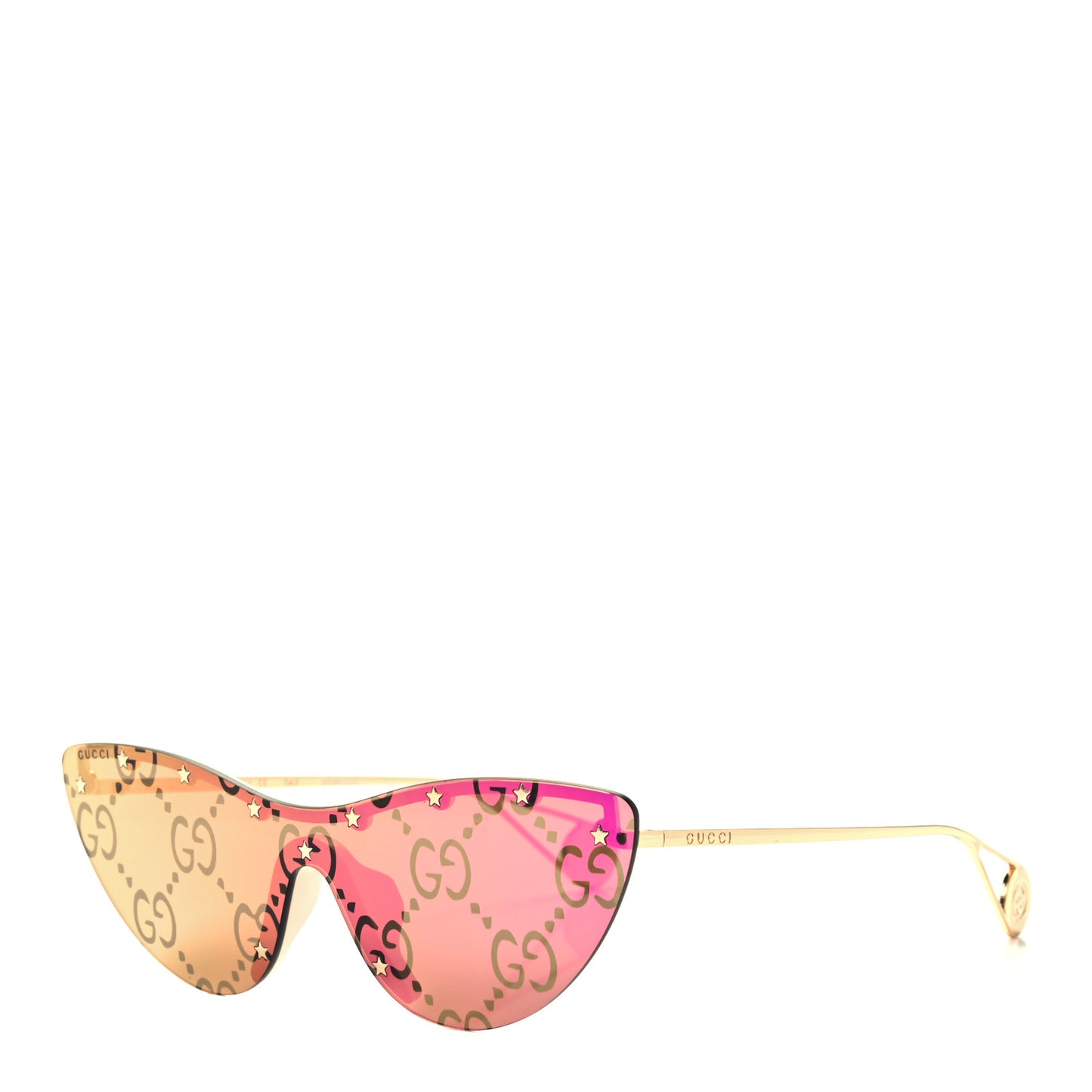 Metal Rimless Star Studded Monogram 90mm Cat Eye GG0666S Sunglasses Mirror Pink
