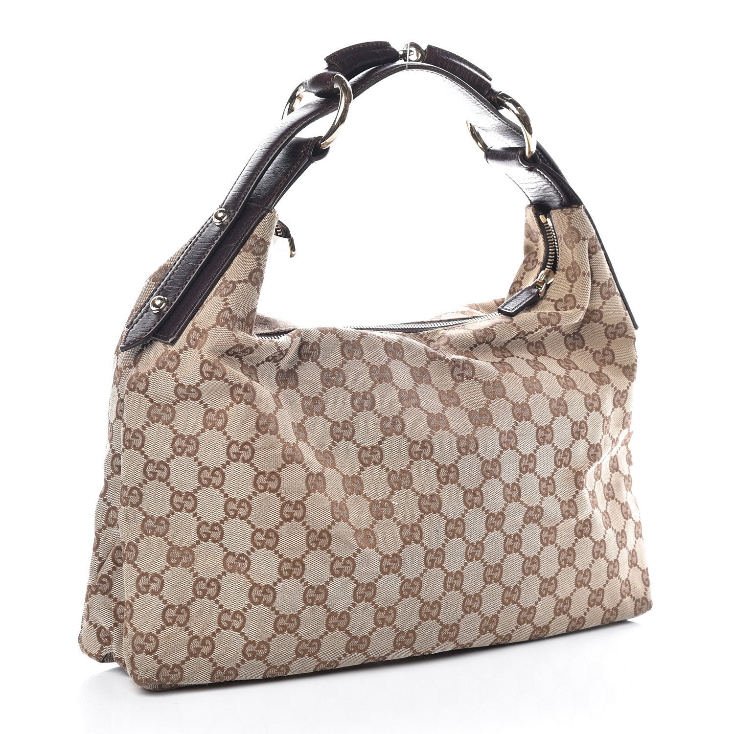 Gucci Monogram Medium Horsebit Chain Hobo Dark Brown 3 of 14