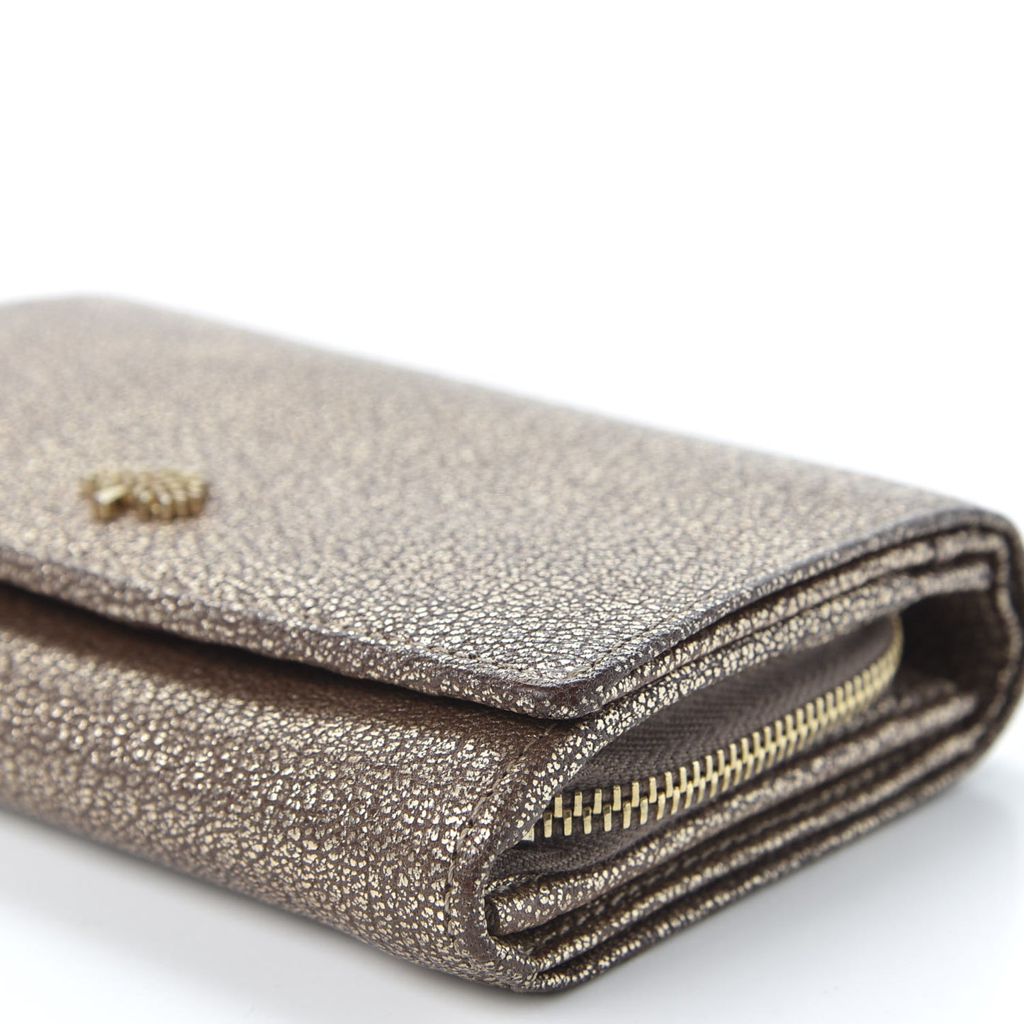 Metallic Goatskin Tree French Purse Wallet Metallic Mushroom