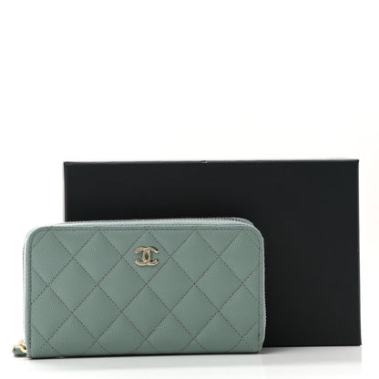 Chanel Caviar Quilted Medium Zip Around Wallet Light Blue 10 of 10