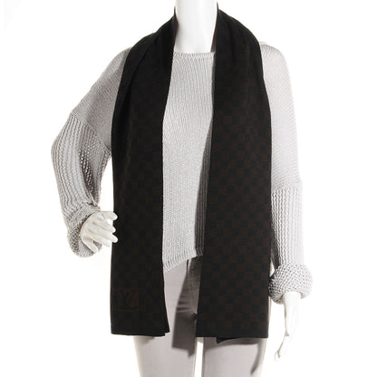 Louis Vuitton Wool Petit Damier Stole Scarf Brown 2 of 5