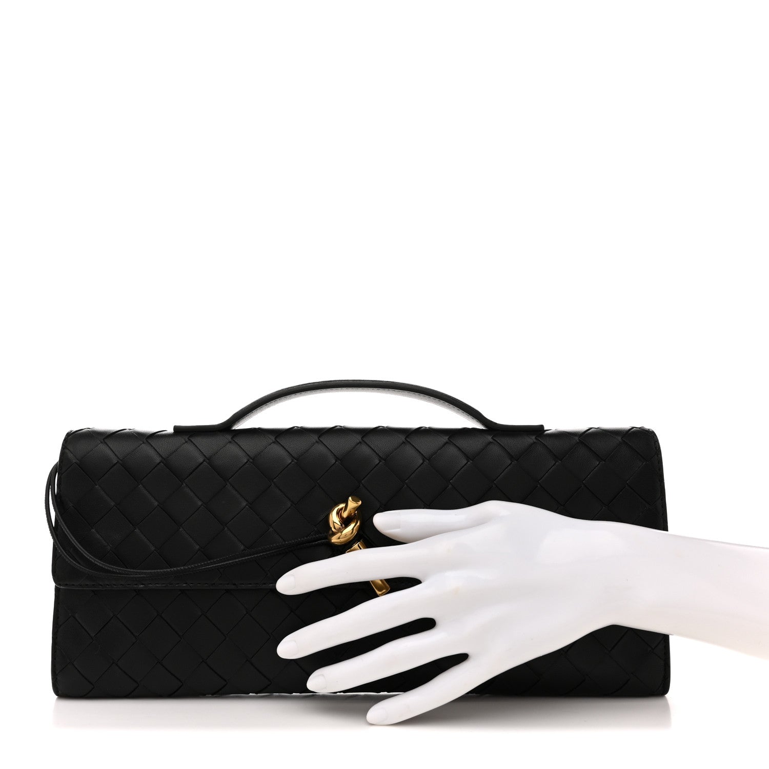 Bottega Veneta Nappa Intrecciato Long Andiamo Top Handle Clutch Black 2 of 9