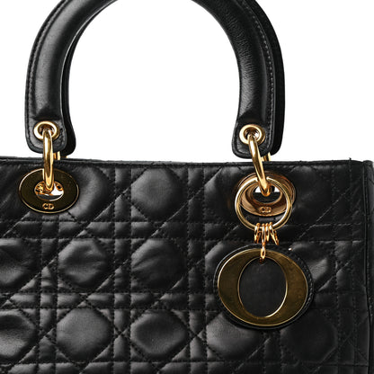 Christian Dior Lambskin Cannage Medium Lady Dior Black 9 of 9