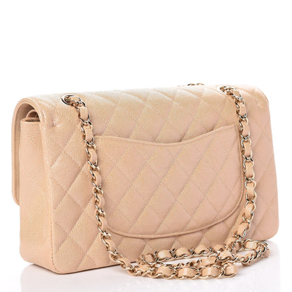 Chanel Iridescent Caviar Quilted Medium Double Flap Beige 4 of 11