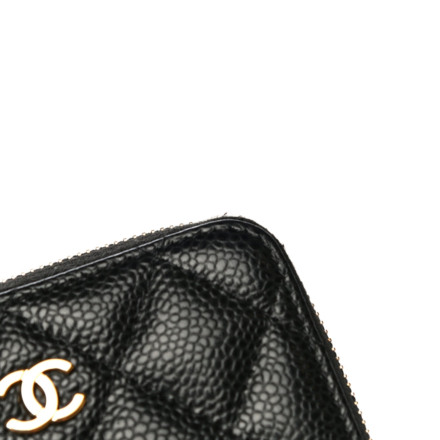 Caviar Quilted Zip Coin Purse Black