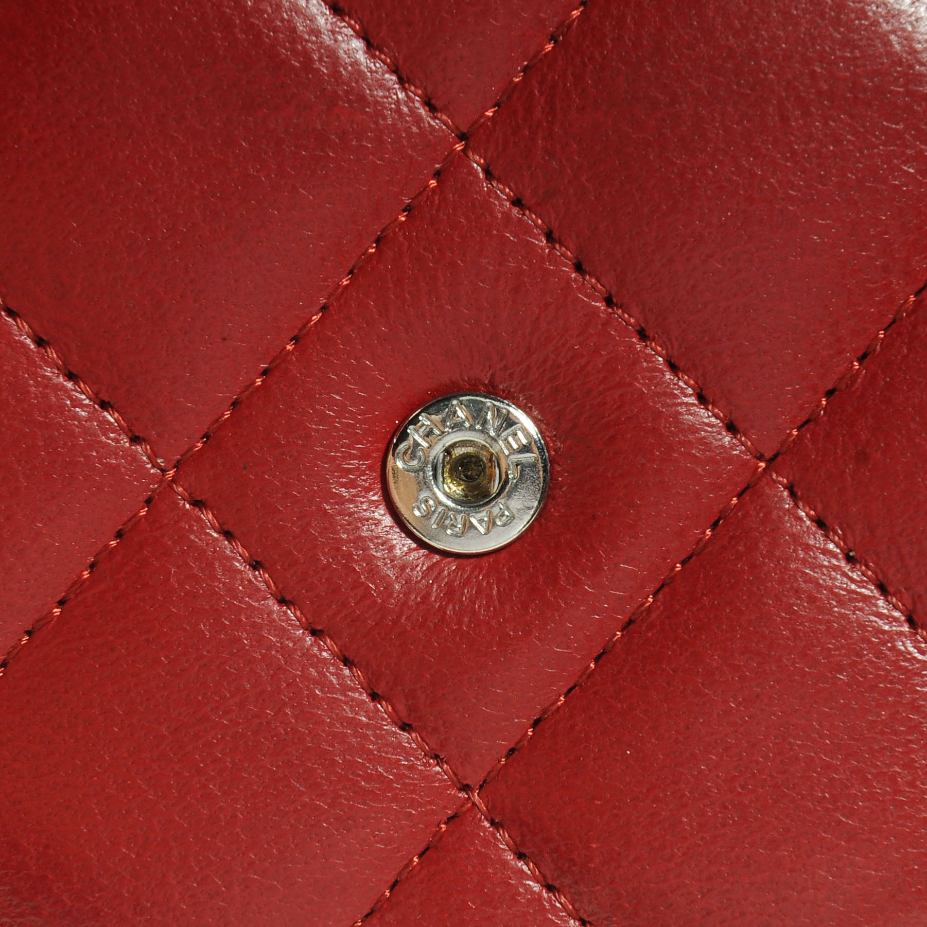 Chanel Lambskin Quilted Wallet On Chain WOC Red 11 of 12