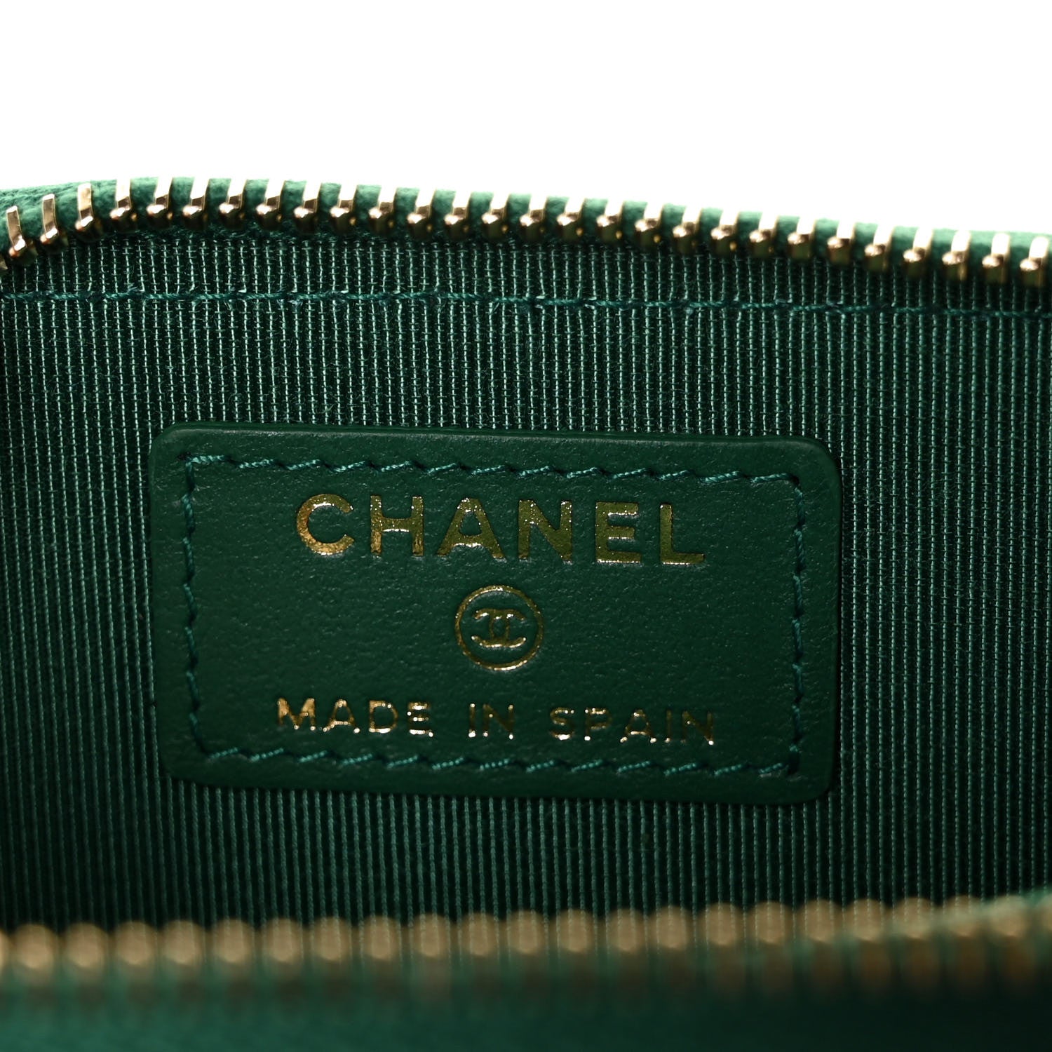 Chanel Metallic Caviar Quilted Zip Coin Purse Green 6 of 10