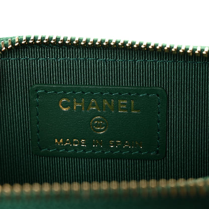 Chanel Metallic Caviar Quilted Zip Coin Purse Green 6 of 10