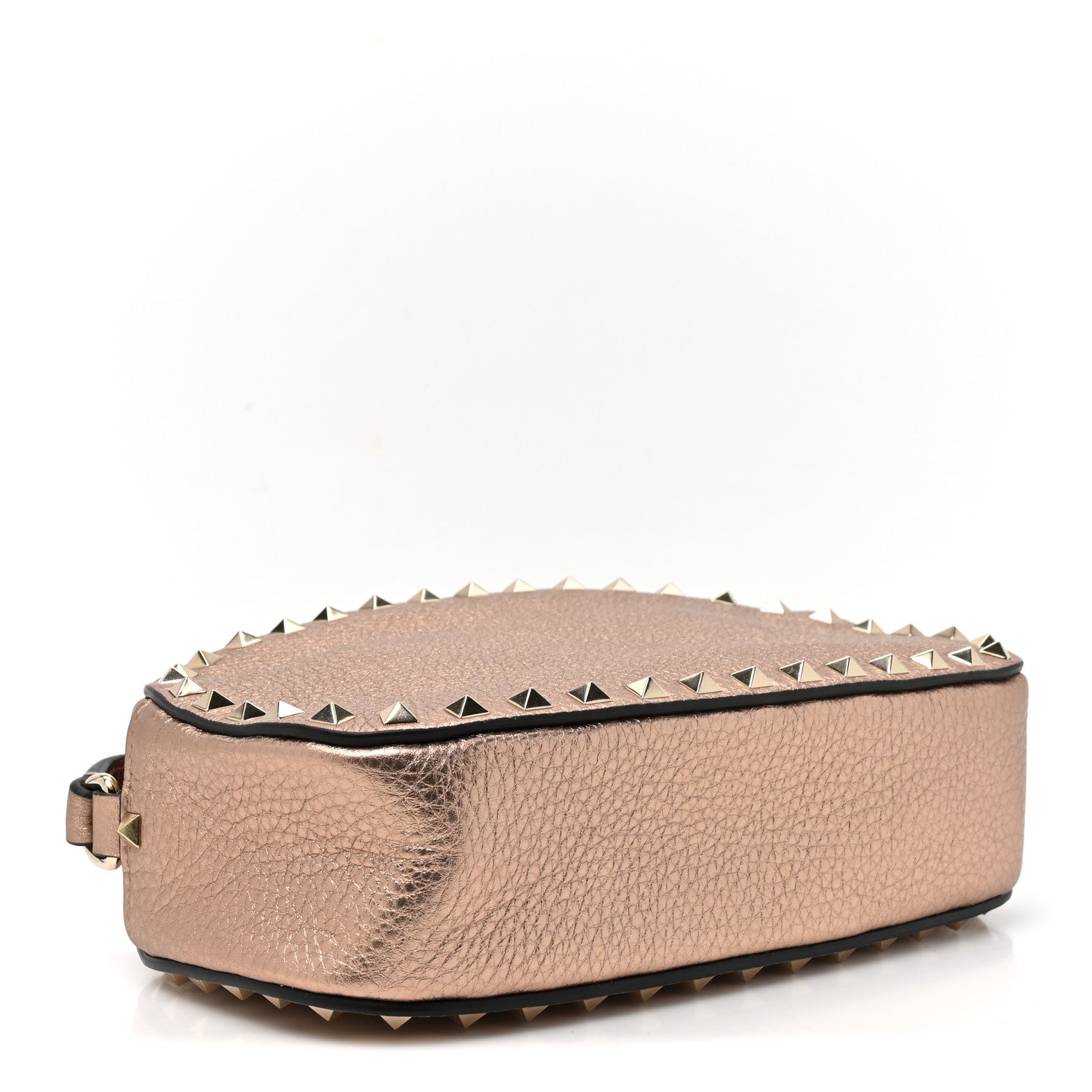 Valentino Garavani Metallic Pebbled Calfskin Rockstud Camera Crossbody Bag Rame 4 of 9