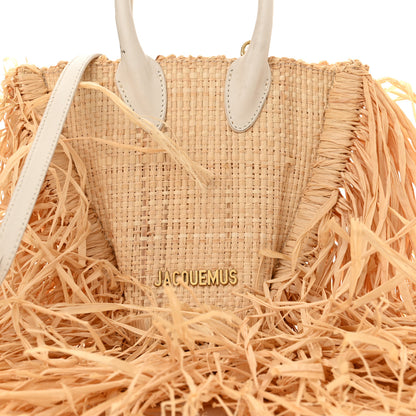 Jacquemus Raffia Woven Calfskin Le Petit Baci Natural White 7 of 12