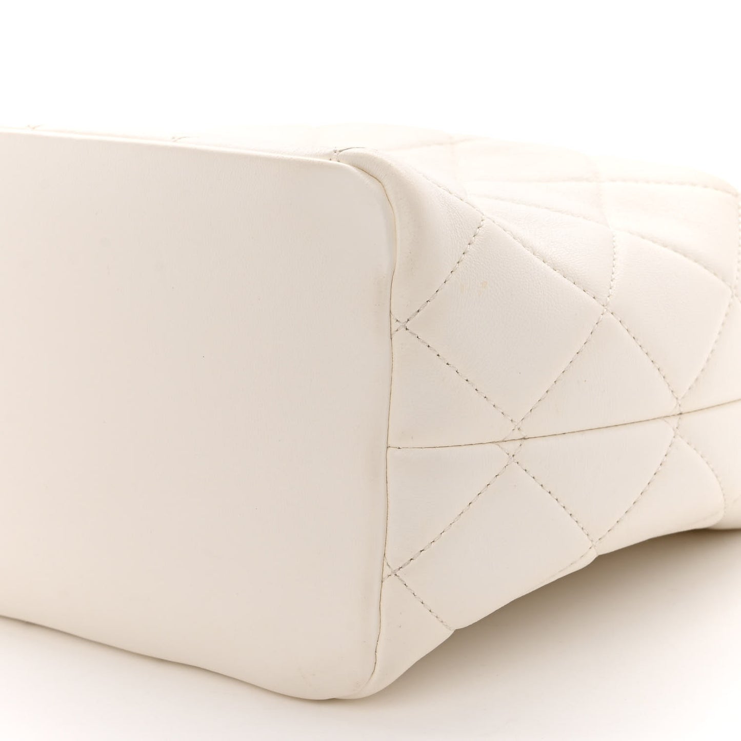 Lambskin Quilted CC Crystal Signature Chain Hobo White