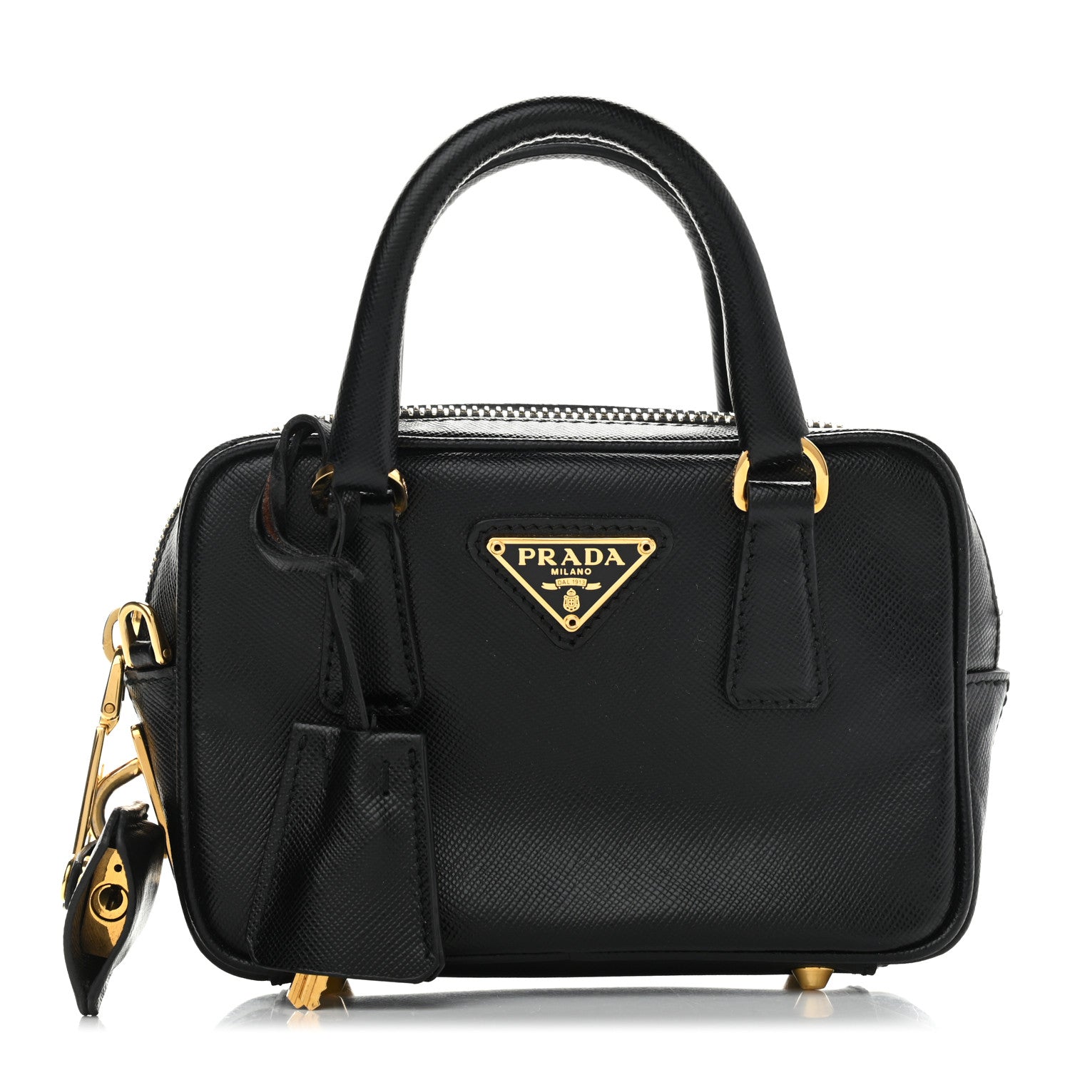 Prada Saffiano Lux Mini Top Handle Crossbody Bag Black 1 of 12