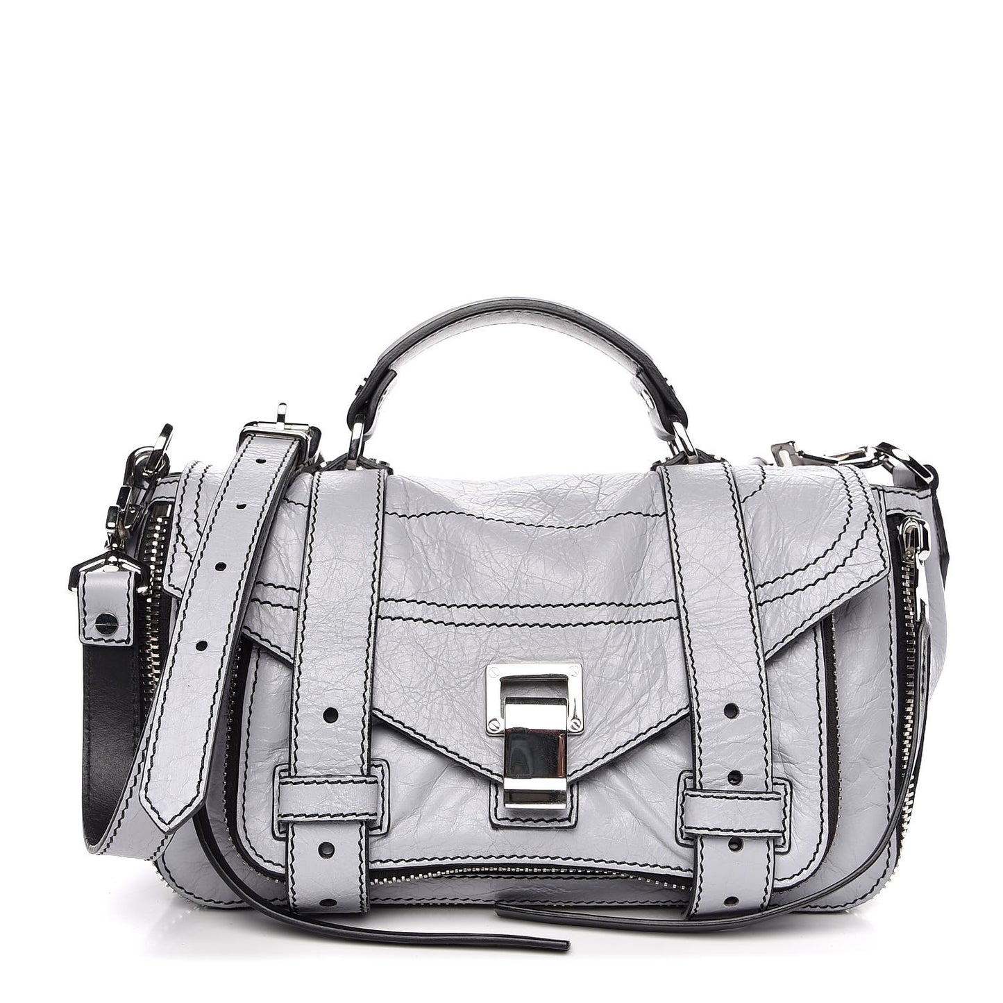 Paper Lambskin Medium PS1 Plus Zip Satchel Dove Grey