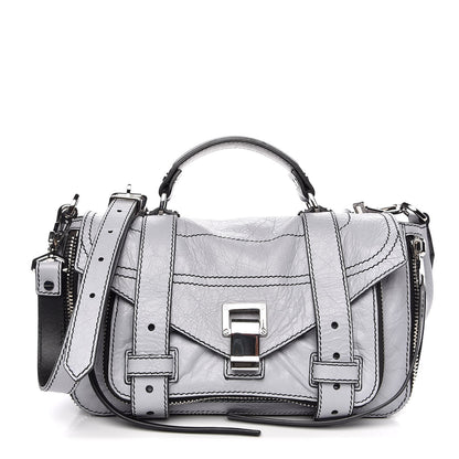 Proenza Schouler Paper Lambskin Medium PS1 Plus Zip Satchel Dove Grey 1 of 9