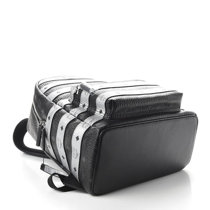 MCM Metallic Visetos Striped Medium Stark Backpack Silver Black 3 of 10