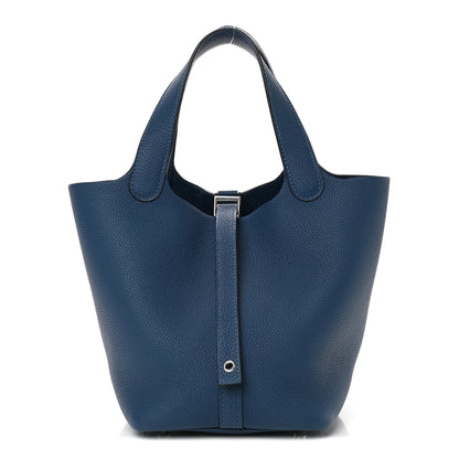 Hermes Taurillon Clemence Picotin Lock 18 PM Deep Blue 1 of 11