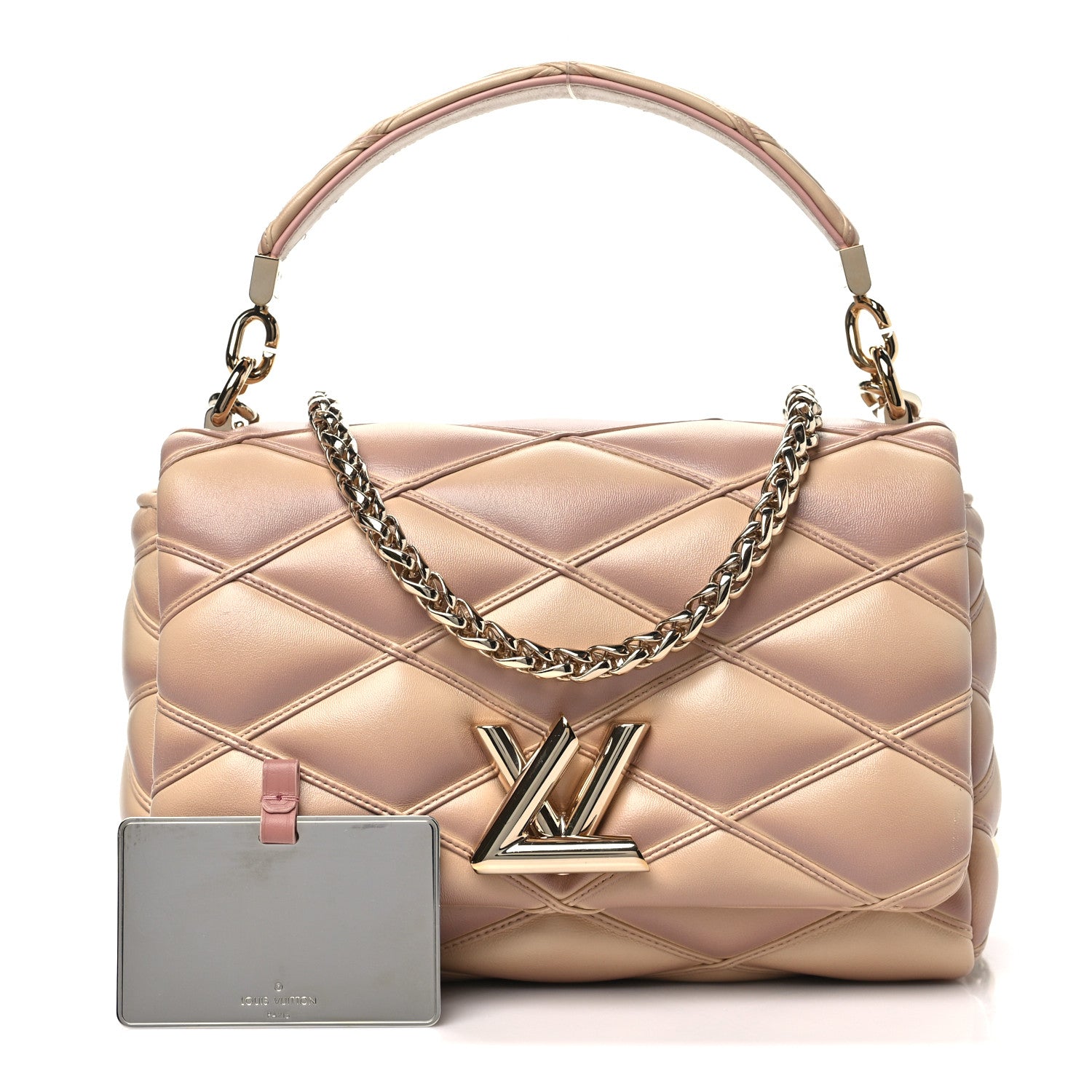 Louis Vuitton Lambskin Malletage Top Handle GO-14 MM Beige Rose 2 of 9
