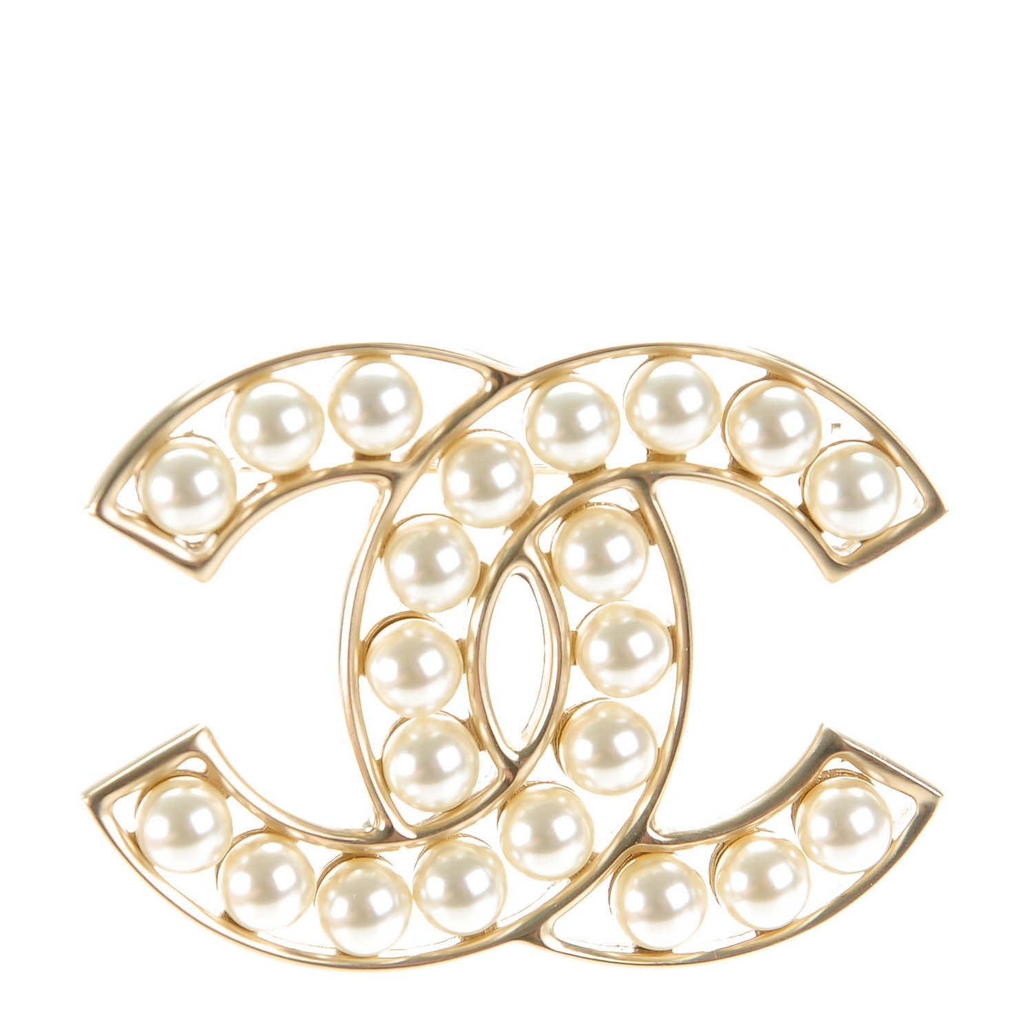Chanel Pearl CC Brooch Pin Gold 1 of 6