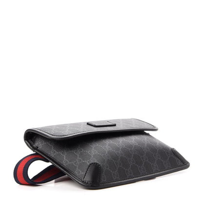 Gucci GG Supreme Monogram Web Slim Belt Bag Black Grey 4 of 11