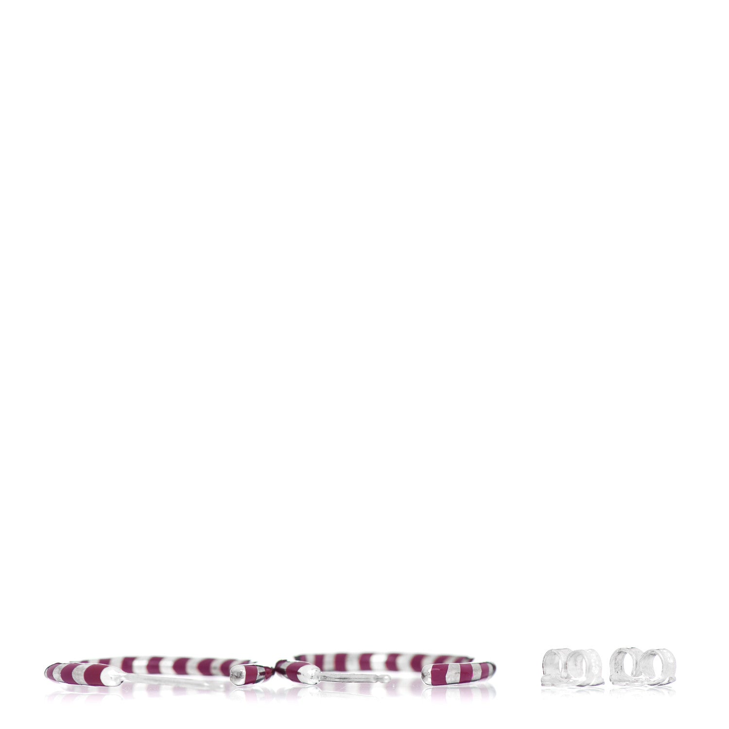 Tiffany Sterling Silver Enamel Stripe Hoop Earrings Red 3 of 4